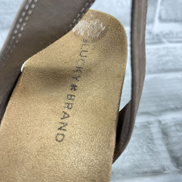 Lucky Brand Kanoa Women's Size 8.5 Tan Leather Wedge Ankle Strap Sandal - Picture 8 of 12